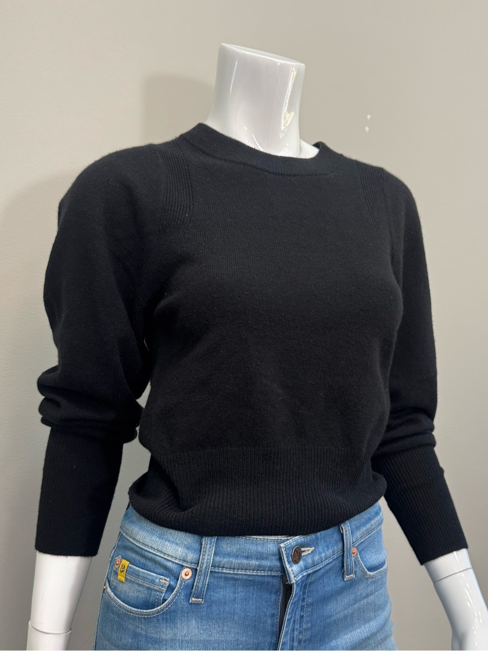 AUTUMN CASHMERE Black 100% Pure Cashmere Crewneck Sweater XS